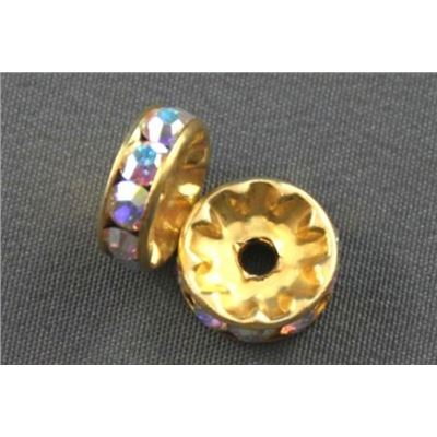 Swarovski Crystal Rondell Crystal AB/Gold 4mm 