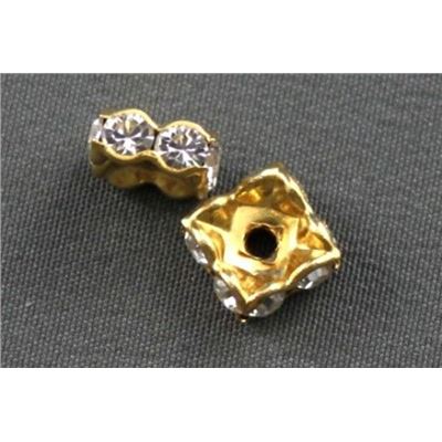 Swarovski Crystal Square Rondell Crystal/Gold 4mm 