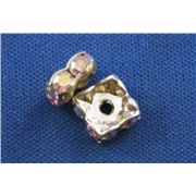 Swarovski Crystal Square Rondell Crystal AB/Silver 4mm 