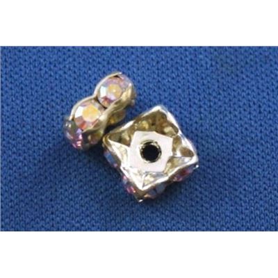 Swarovski Crystal Square Rondell Crystal AB/Silver 6mm 