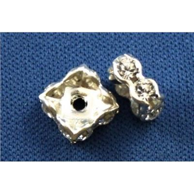 Swarovski Crystal Square Rondell Crystal/Rhodium 8mm 