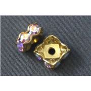 Swarovski Crystal Square Rondell Crystal AB/Gold 8mm 