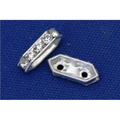 Swarovski Crystal Crystal Spacer - 2 hole Crystal/Silver 10mm 