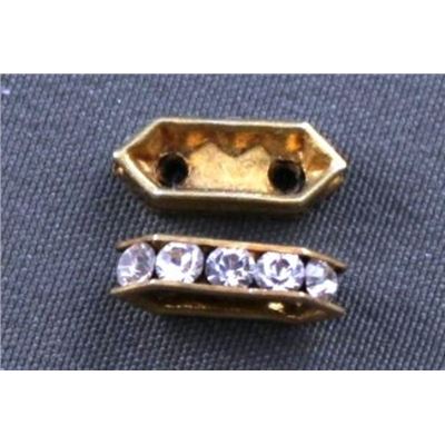 Swarovski Crystal Crystal Spacer - 2 hole Crystal/Gold 10mm 