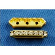 Swarovski Crystal Crystal Spacer - 3 hole Crystal/Gold 19mm 