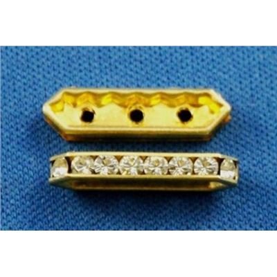 Swarovski Crystal Crystal Spacer - 3 hole Crystal/Gold 19mm 