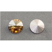 Swarovski Crystal 1122  Pointy Back Rivoli Golden Shadow 12mm 
