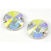 Swarovski Crystal 3200 Sew-on Round, point, 2 hole Crystal AB 12mm 