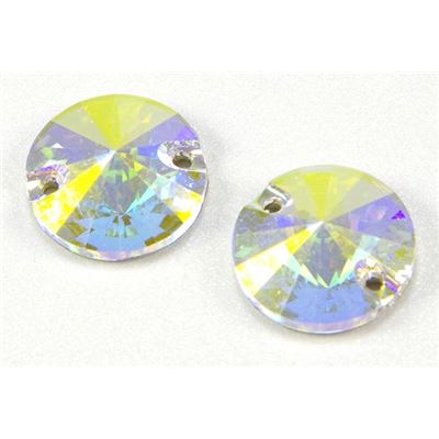 Swarovski Crystal 3200 Sew-on Round, point, 2 hole Crystal AB 12mm 