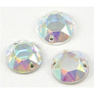 Swarovski Crystal 3204 Sew-on Round, flat, 2 hole Crystal AB 10mm 