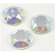 Swarovski Crystal 3204 Sew-on Round, flat, 2 hole Crystal AB 12mm 