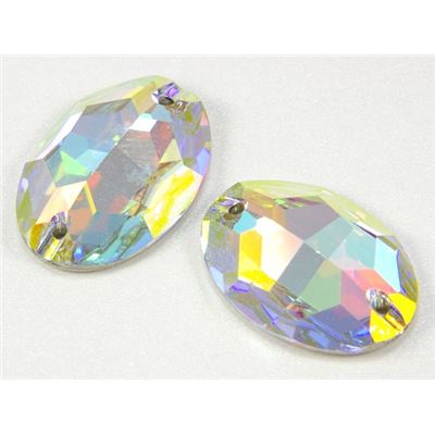Swarovski Crystal 3210 Sew-on Oval, point, 2 hole Crystal AB 24x17mm 