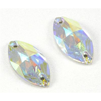 Swarovski Crystal 3223 Sew-on Navette, 2 hole Crystal AB 18x9mm 