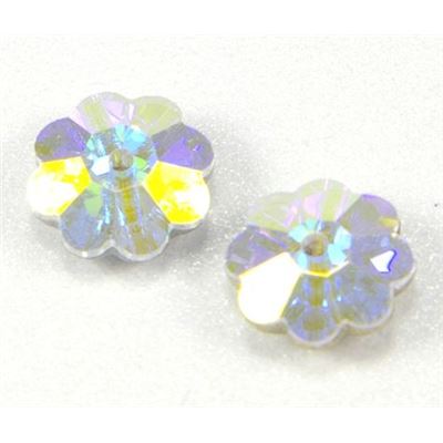 Swarovski Crystal 3700 Sew-on Flower, 1 hole Crystal AB Foiled 8mm 
