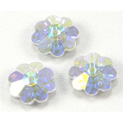 Swarovski Crystal 3700 Sew-on Flower, 1 hole Crystal AB Foiled 10mm 