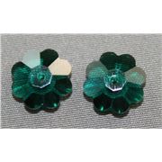 Swarovski Crystal 3700 Sew-on Flower, 1 hole Emerald 10mm 