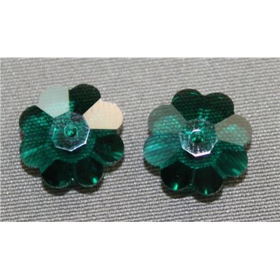 Swarovski Crystal 3700 Sew-on Flower, 1 hole Emerald 10mm 