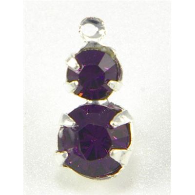 Swarovski Crystal 37102 Two Drops Amethyst/Silver SS19 & SS29 86.6x133mm 