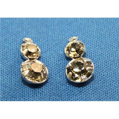 Swarovski Crystal 37102 Two Drops Black Diamond/Silver SS19 & SS29 86.6x133mm 