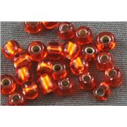 Czech Seed Bead Orange Silver Lined 8/0 - Minimum 12g