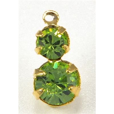 Swarovski Crystal 37102 Two Drops Peridot/Gold SS19 & SS29 86.6x133mm 