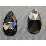 Swarovski Crystal 6106 Pear Shaped Pendant Silver Night 22mm 