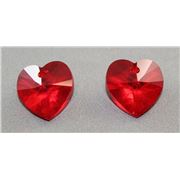 Swarovski Crystal 6228 Hearts Lt. Siam 18x17.5mm 