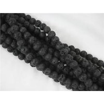 Semi Precious Strand Lava Rock Round Black 8mm 15 inch each