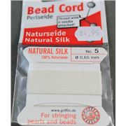 Griffin Silk Cord  with Needle White 0.65mm ea