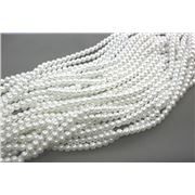 Glass Pearl Strand White Pearl 8mm ea