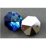 Precosia Crystal Octagon 1 hole Bermuda Blue Foiled 14mm ea