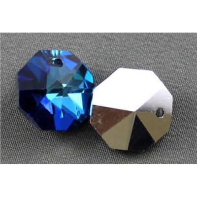 Precosia Crystal Octagon 1 hole Bermuda Blue Foiled 14mm ea