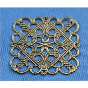 Filigree Square Antique Brass 35x35mm ea