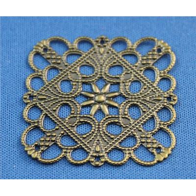 Filigree Square Antique Brass 35x35mm ea