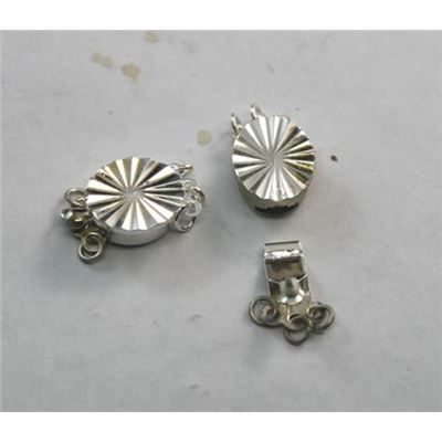Clasp Oval 3 Strand (limited stock) Silver 15mm each
