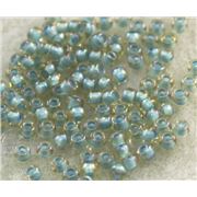 Toho Seed Bead Rainbow Lt Topaz/Sea Foam Lined Transparent 8/0 - Minimum 8g