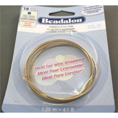Beadalon Fancy Square Wire 18 gauge Gold  1.25m ea