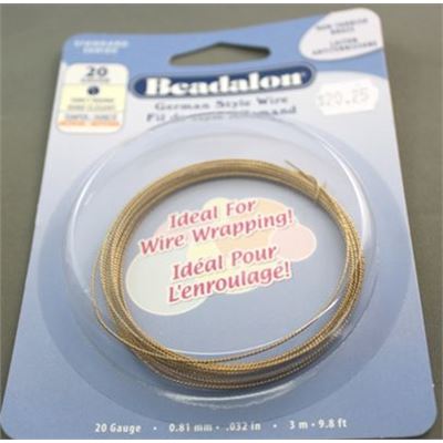 Beadalon Fancy Round Wire 20 gauge Gold  2m ea