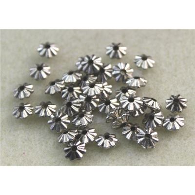 Plastic Bead Flower 6mm Silver - Minimum 8g