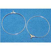 Earrings  Creoles with bail (each) Silver 40mm ea