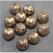 Filler Bead  Rose Antique Gold 10mm ea