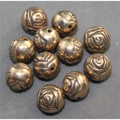 Filler Bead  Rose Antique Gold 10mm ea