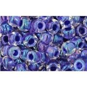 Toho Seed Bead Rainbow Crystal/Tanzanite Lined Transparent 6/0 - Minimum 8g