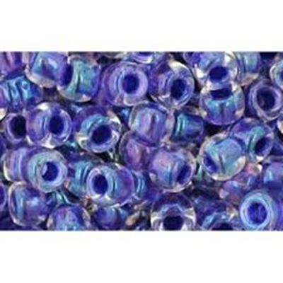 Toho Seed Bead Rainbow Crystal/Tanzanite Lined Transparent 6/0 - Minimum 8g