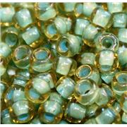 Toho Seed Bead Rainbow Lt Topaz/Sea Foam Lined Transparent 6/0 - Minimum 8g