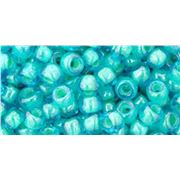 Toho Seed Bead Aqua/Lt Jonquil Lined Transparent 6/0 - Minimum 8g