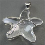 Faceted Star Pendant w/Silver Wire Swirl Crystal  Transparent 52x43 ea