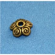 Bead Cap Flower Antique Brass 10x4mm ea