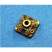 Bead Cap Square Antique Brass 10x10mm ea