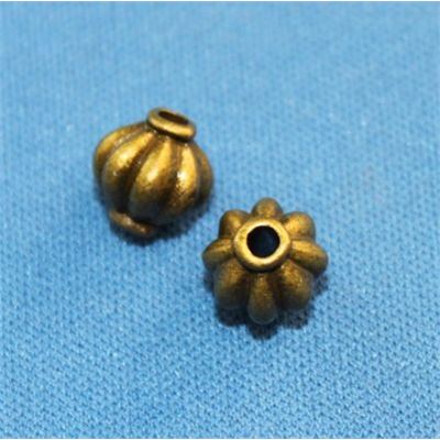 Filler Bead Corrugated Bead Antique Brass 8x8mm ea